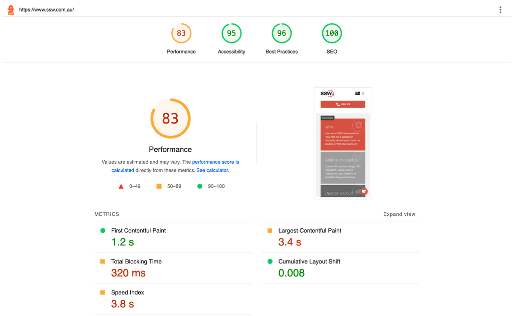 code auditor performance score