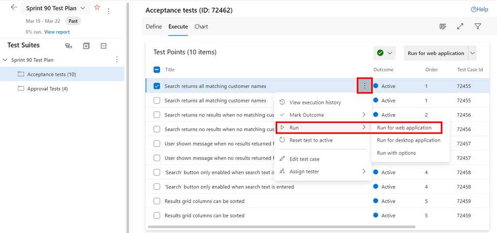 acceptance tests run