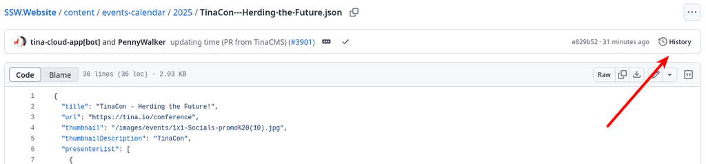 github history button